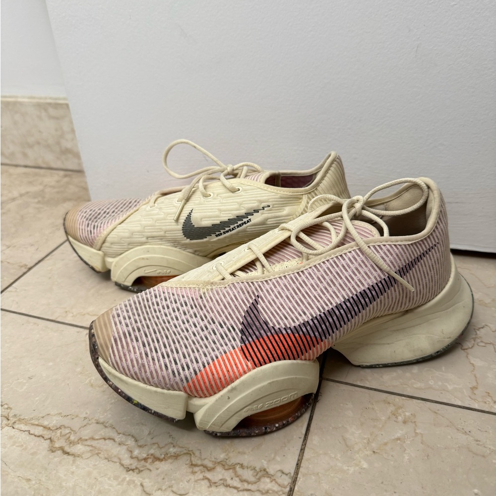 Nike Cream and Orange Running Shoes
